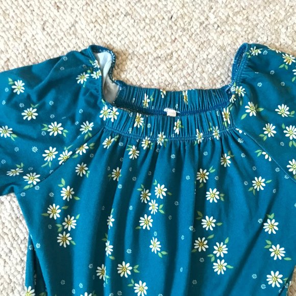 Heart and Burrow Girls Blue Green White Floral Daisy Romper 10 Summer One Piece - Picture 4 of 7